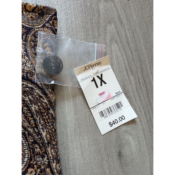 Vintage Units Woman Paisley Print Sleeveless Button-Down Blouse Vest 1X NWT - Picture 6 of 8